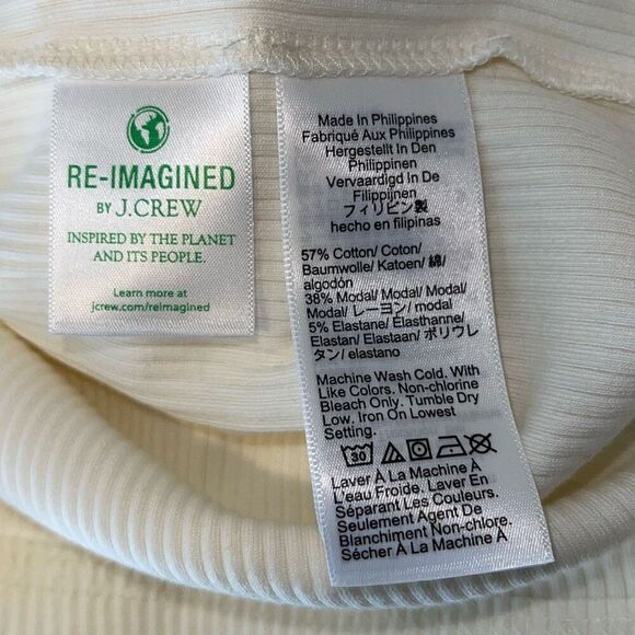 J.Crew‎ Womens Ribbed Ruffled Neck One Shoulder Top Blouse Cream Size Medium NWT - Picture 7 of 9